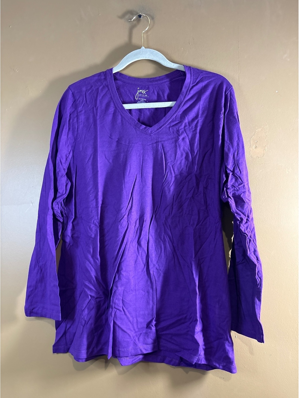 HC1212 JMS Just My Size Purple Long Sleeve V-Neck Shirt Size 1X
